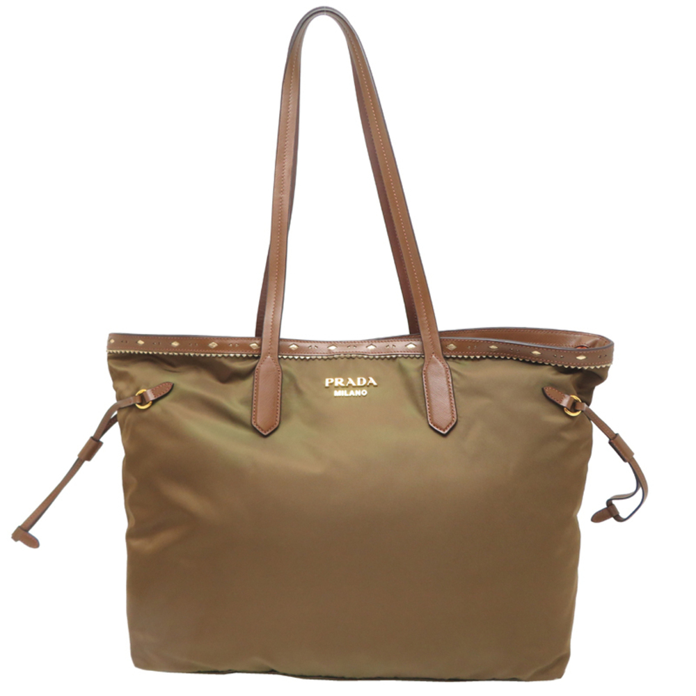 Prada Women's Tote Bag B4001R Nylon Khaki
